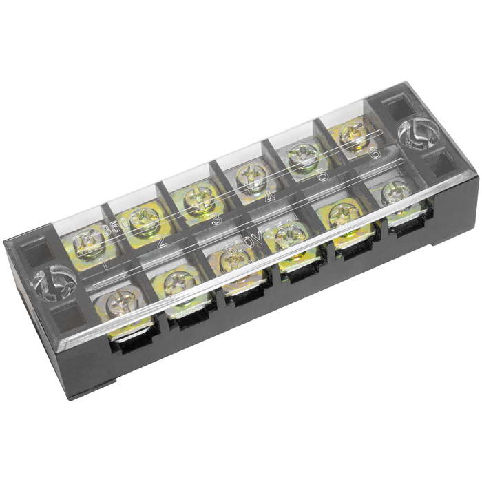 Клеммная колодка винтовая с крышкой RUICHI TB-3506, 12 контактов, М4, 35 А, 600 В, 8 AWG, 10 мм2, корпус пластик модифицированный