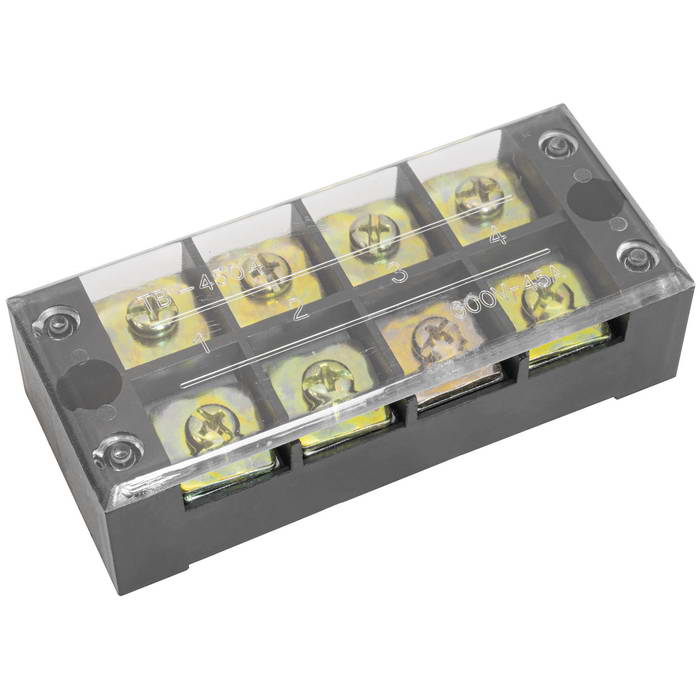 Клеммная колодка винтовая с крышкой RUICHI TB-4504, 8 контактов, М5, 45 А, 600 В, -40…+80 °С, корпус пластик модифицированный