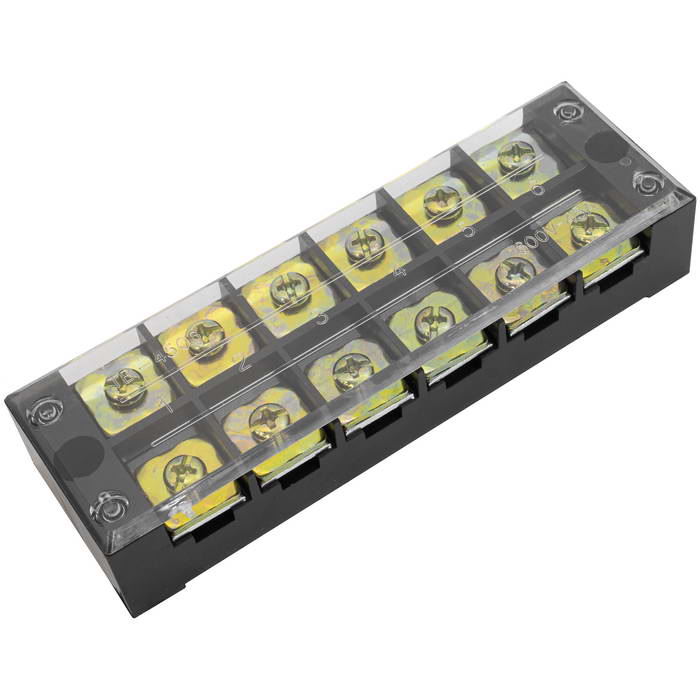Клеммная колодка винтовая с крышкой RUICHI TB-4506, 12 контактов, 45 А, 600 В, 0,5…10 мм2, корпус пластик модифицированный