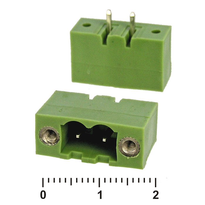Разъемный клеммный блок на плату RUICHI XY2500V-BS-2, 5.0 мм ( 2EDGVM-5.0-02P /  2EGTVM-5.0-02P ), вилка (M), 2 контакта, шаг 5.00 мм
