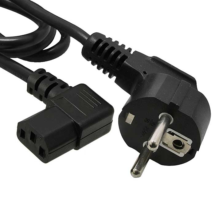 Сетевой шнур RUICHI SCZ, вилка угловая CEE7/7 - гнездо угловое IEC C13, 5 м, 3х0.75 мм2