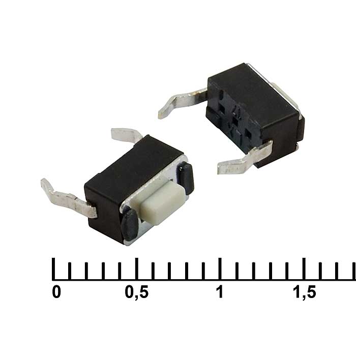 Тактовая кнопка RUICHI IT-0343, 6.1x3.5x4.5 мм, OFF-(ON), 50 мА, 12 В, 100 мОм, пайка в плату