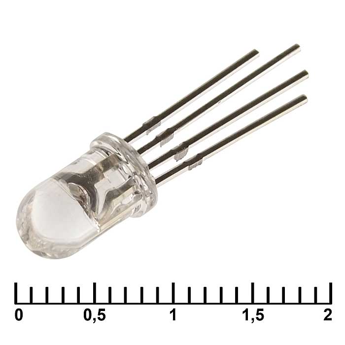 Светодиод RUICHI, 5 мм, RGB, 500-1000 мКД, 2-3,4 В