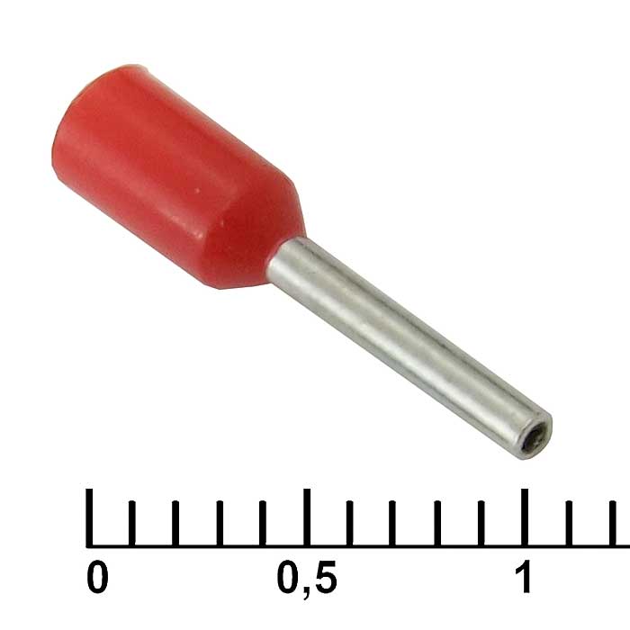 Наконечник втулочный изолированный RUICHI DN00508, 1x8 мм, 0.5 мм2, красный