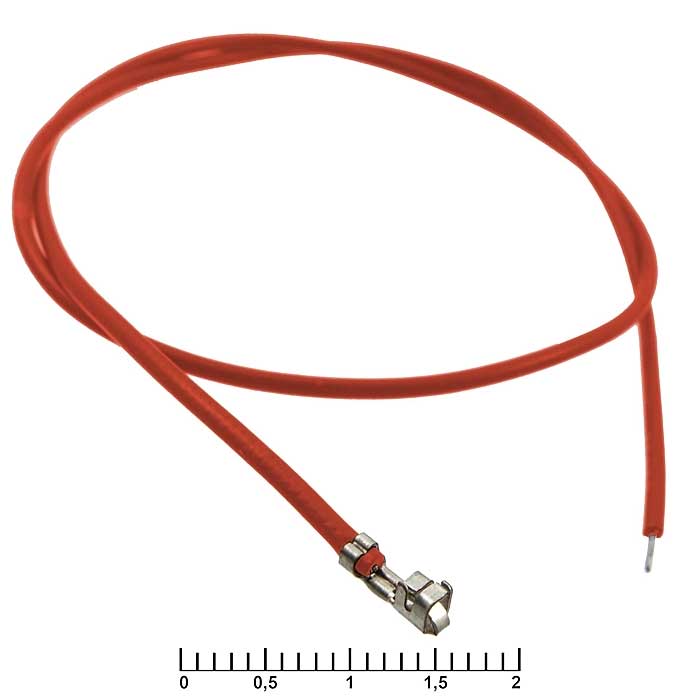 Разъём питания низковольтный RUICHI H шаг 2,54 мм AWG26 0,3m красный, 1 контакт