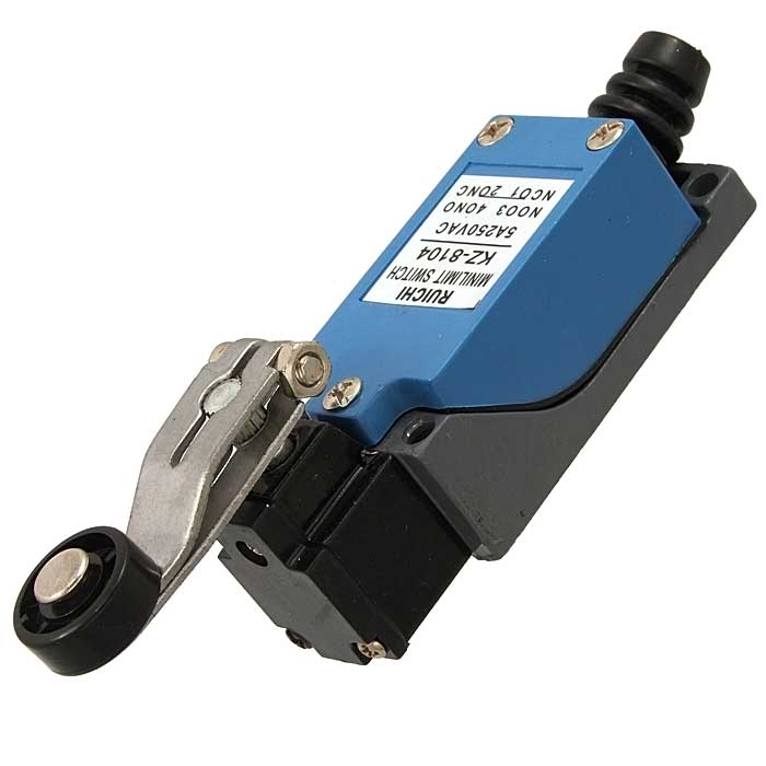 Выключатель путевой с поворотным рычажным роликом RUICHI KZ-8104, NO-NC (4P), IP64, 5  А, 250 В, 15 мОм, корпус из сплава алюминия, головка алюминиевая