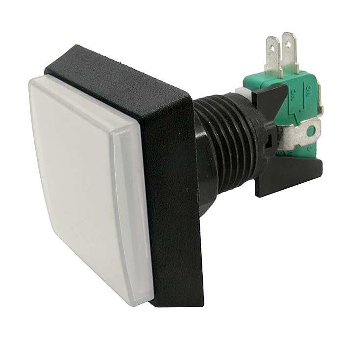 Кнопка GMSI квадратная RUICHI 2B-S с LED подсветкой 12 В, 5 А, 30 мОм, 250 В, NO(NC)+NC (NO) 50мм, белая