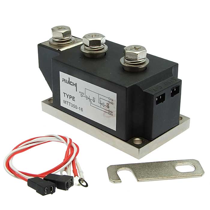 МТТ350-16 RUICHI тиристорный модуль, полумост, 350 А, 1600 В, корпус 126 х 62 х 60 мм.